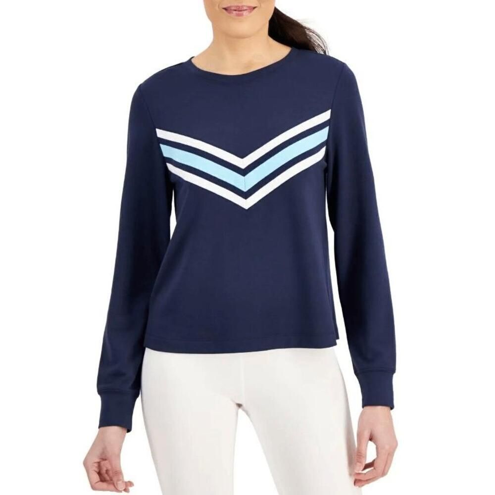 Ideology Small NWT chevron comfort sweater blue/white active top